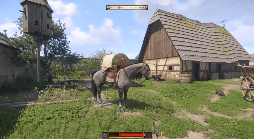 Kingdome Come Deliverance 2 a grey horse wearing a saddle