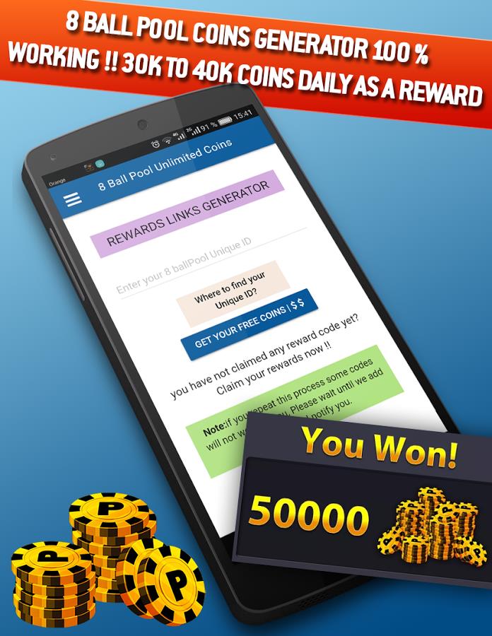 8Ball Pool free coins & cash rewards ภาพหน้าจอ 1