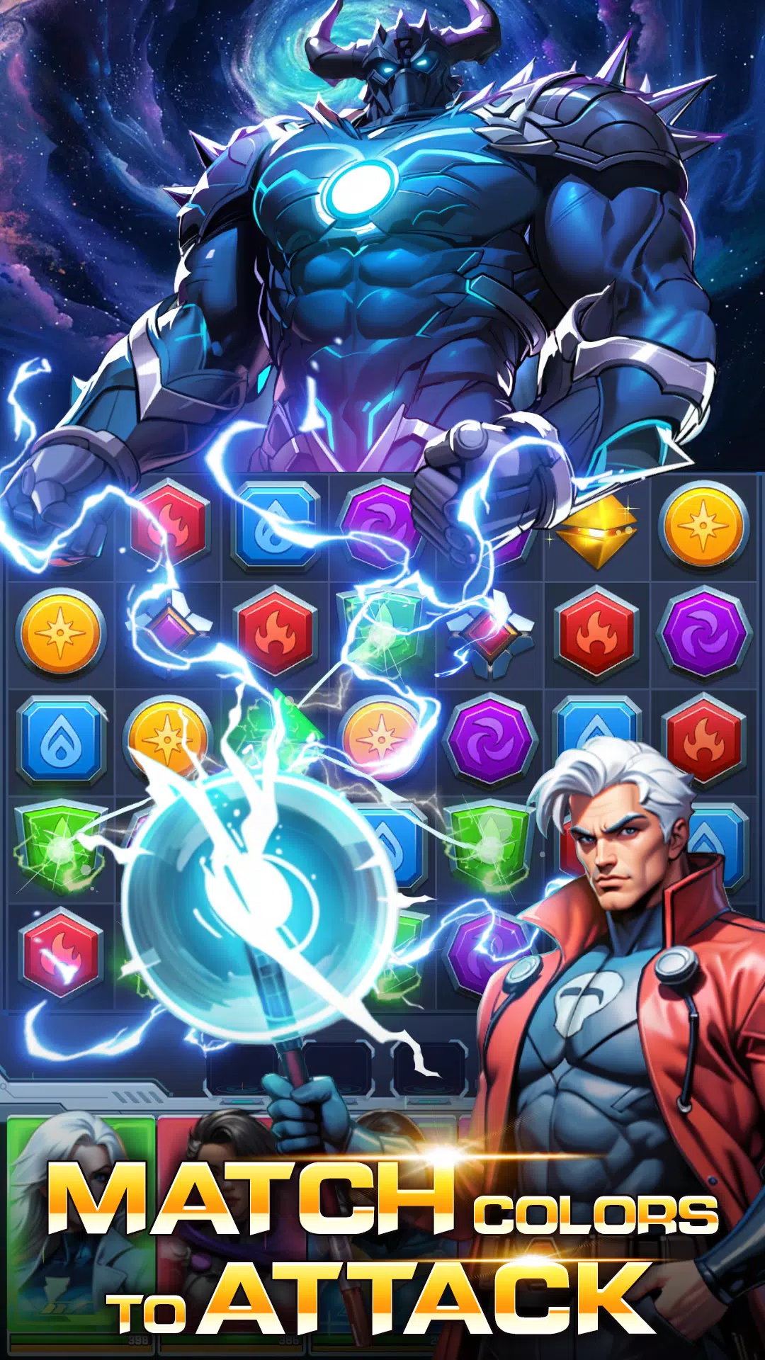 Schermata Superhero & Puzzles Match3 RPG 0