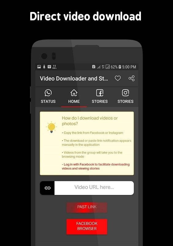 Video Downloader and Stories স্ক্রিনশট 1