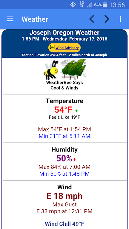 Joseph Oregon Weather Tangkapan skrin 0