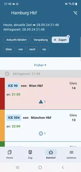 Schermata Ist mein Zug pünktlich? 1