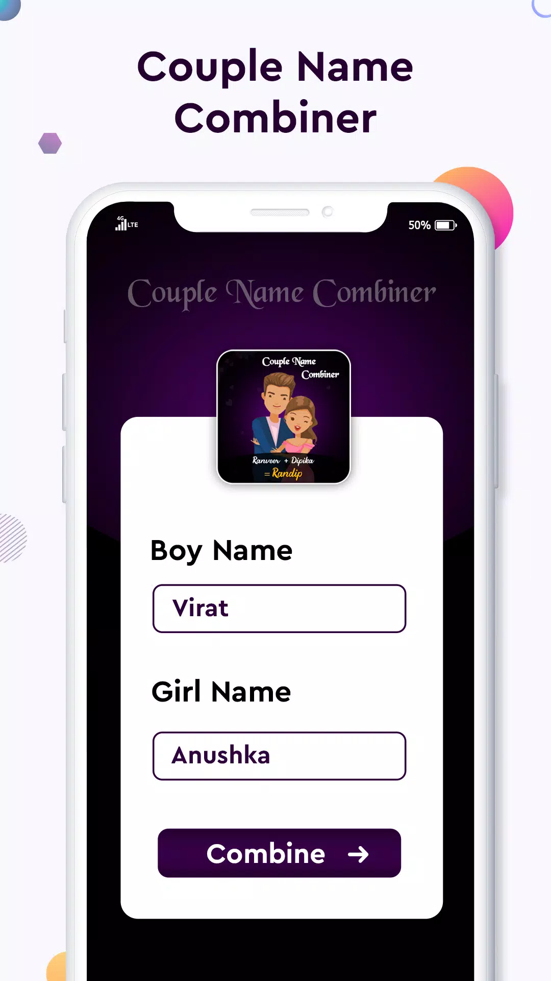 Baby name Couple Name Combiner स्क्रीनशॉट 0