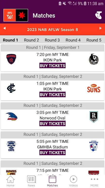 AFLW Official App Screenshot 2