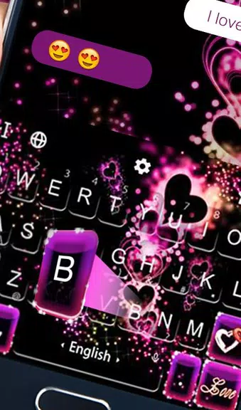 Sparkling Purple Heart Keyboard Theme Capture d'écran 2