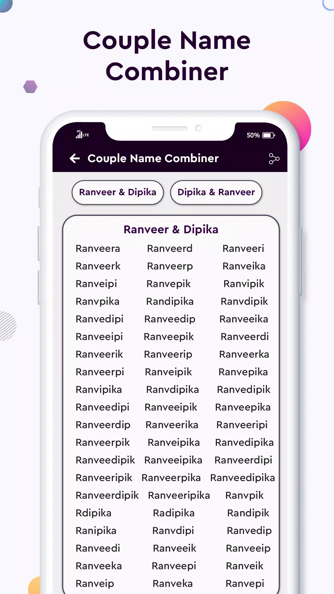 Baby name Couple Name Combiner स्क्रीनशॉट 3
