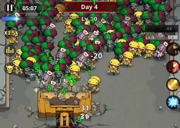 Colorful zombie horde attacking a fortified base
