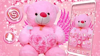 Pink Teddy Bear Theme 螢幕截圖 1