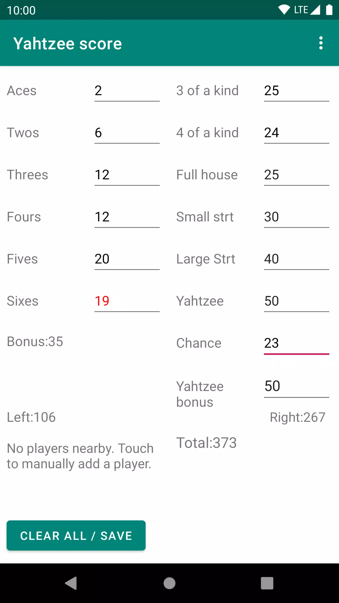 Yatzy score 螢幕截圖 0
