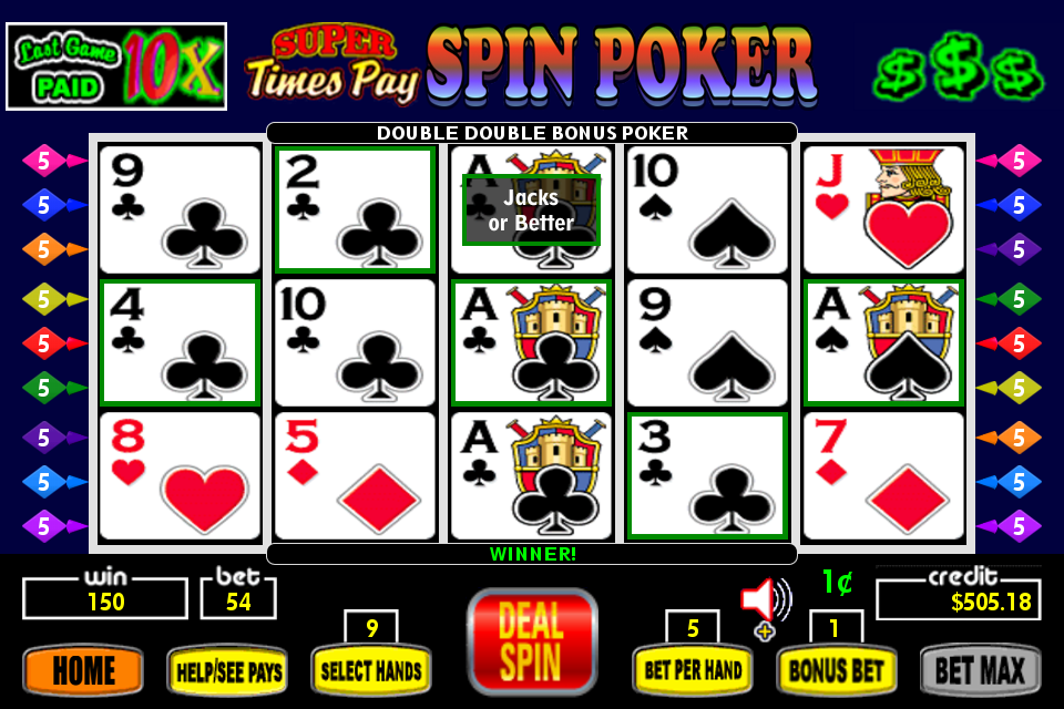 Super Times Pay Spin Poker - FREE 螢幕截圖 0