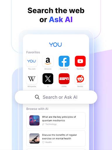 You.com AI Search and Browse স্ক্রিনশট 1