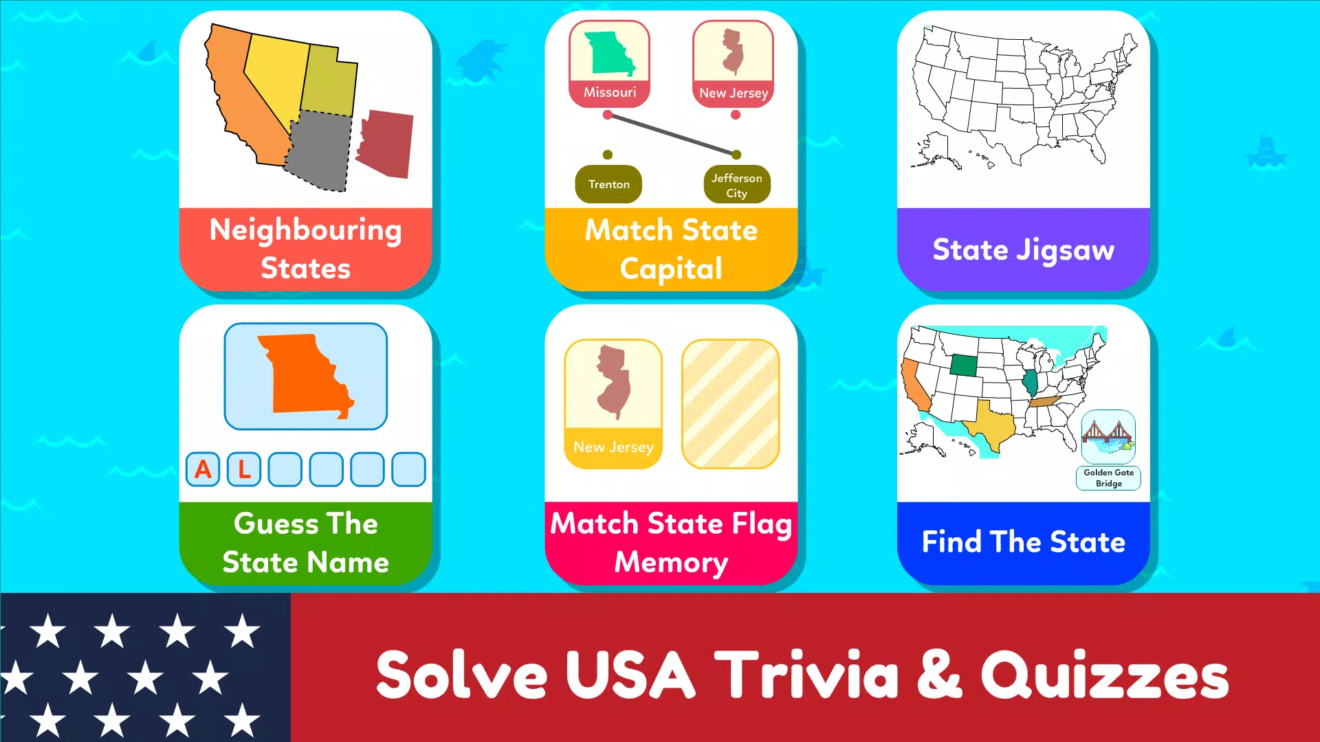 USA Map Kids Geography Games Скриншот 2