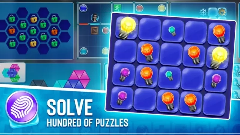 Ein Screenshot eines Mix -and -Match -Puzzles in den Mysterien von Puzzletown, die eine einfache Mischung aus Glühbirnen zeigt