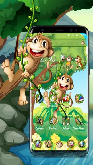 The Cute Cartoon Monkey Theme Ảnh chụp màn hình 0