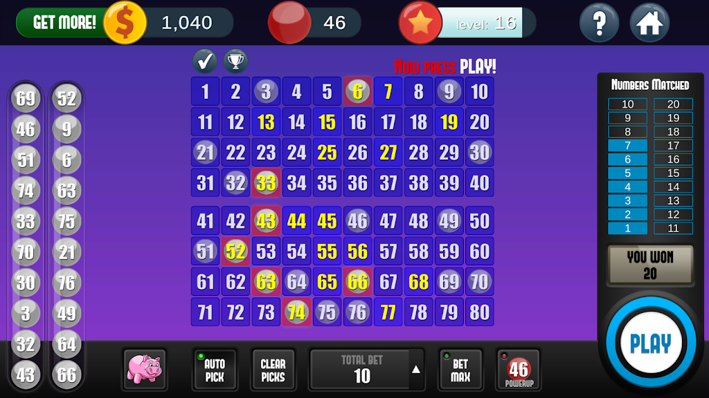 Keno Free Keno Game 螢幕截圖 3