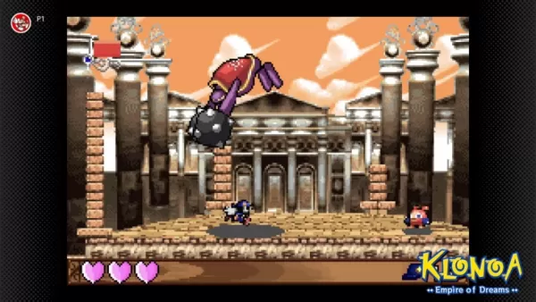 Klonoa faced against a boss in Empire of Dreams, gladiatorial arena