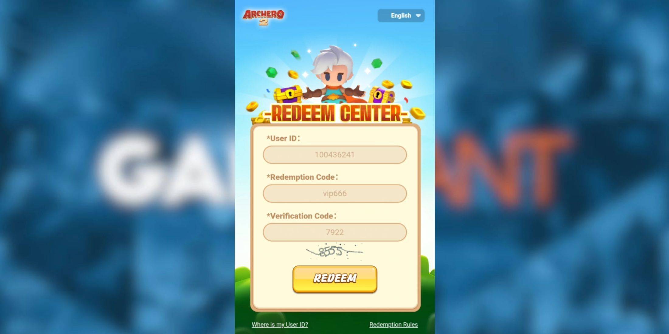 Archero 2兑换界面