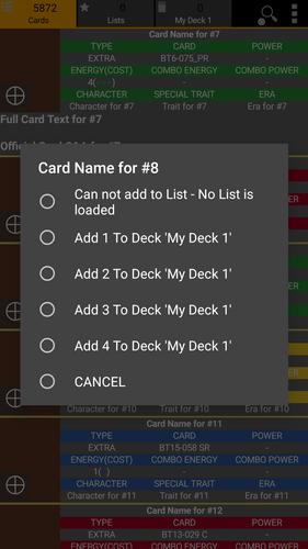 Database for Super Ball TCG 螢幕截圖 2