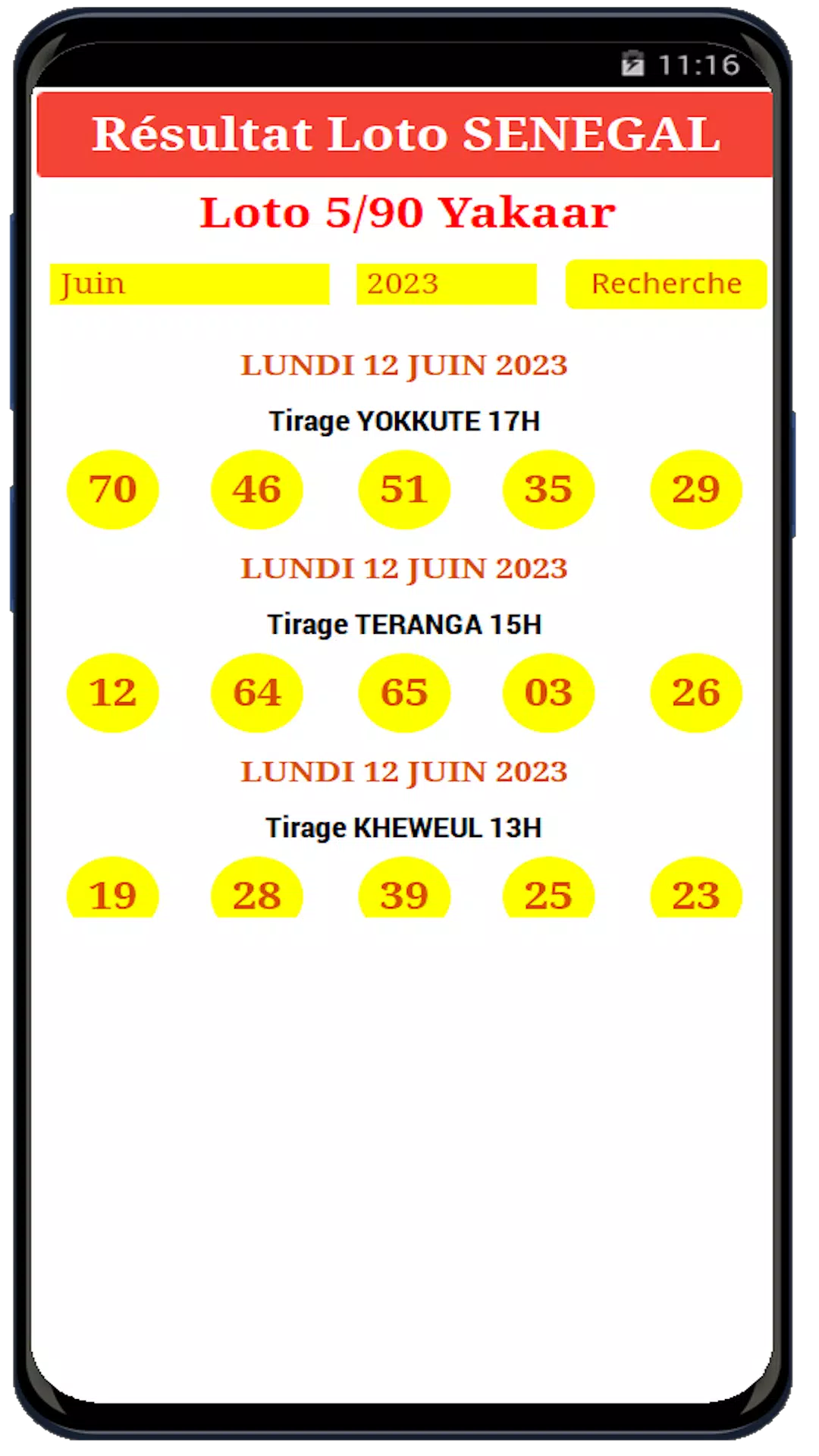 Loto Yakaar & SenLoto résultat স্ক্রিনশট 3