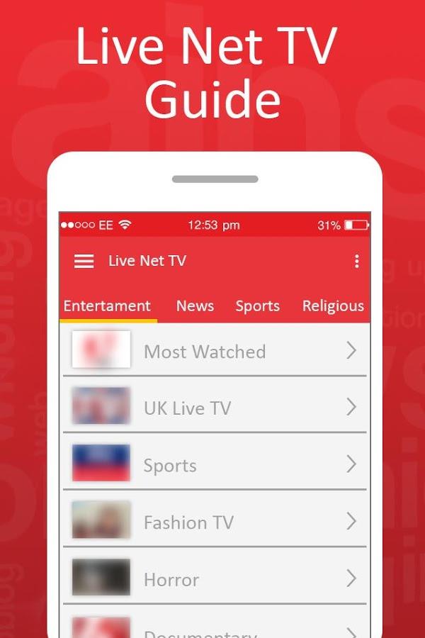 Live Net TV Streaming Guide Tangkapan skrin 1