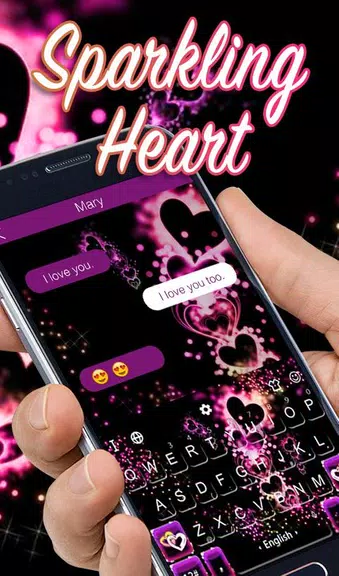 Sparkling Purple Heart Keyboard Theme Capture d'écran 1