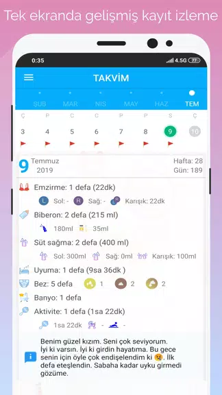 Gün Gün Bebek Bakımı, Takibi Captura de pantalla 2