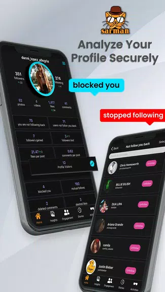 Sarman Instagram Analyzer: Followers & Unfollowers Capture d'écran 0
