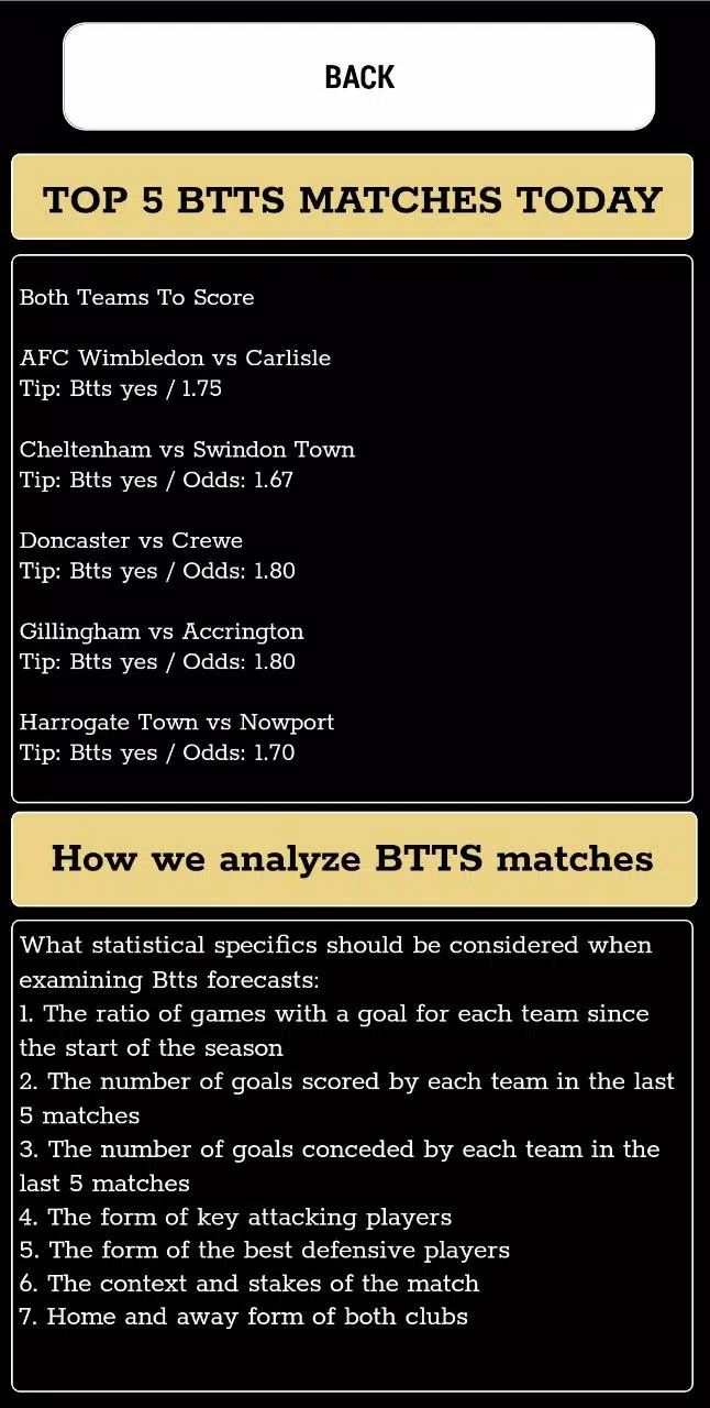 Btts predictions gg/ng 螢幕截圖 3