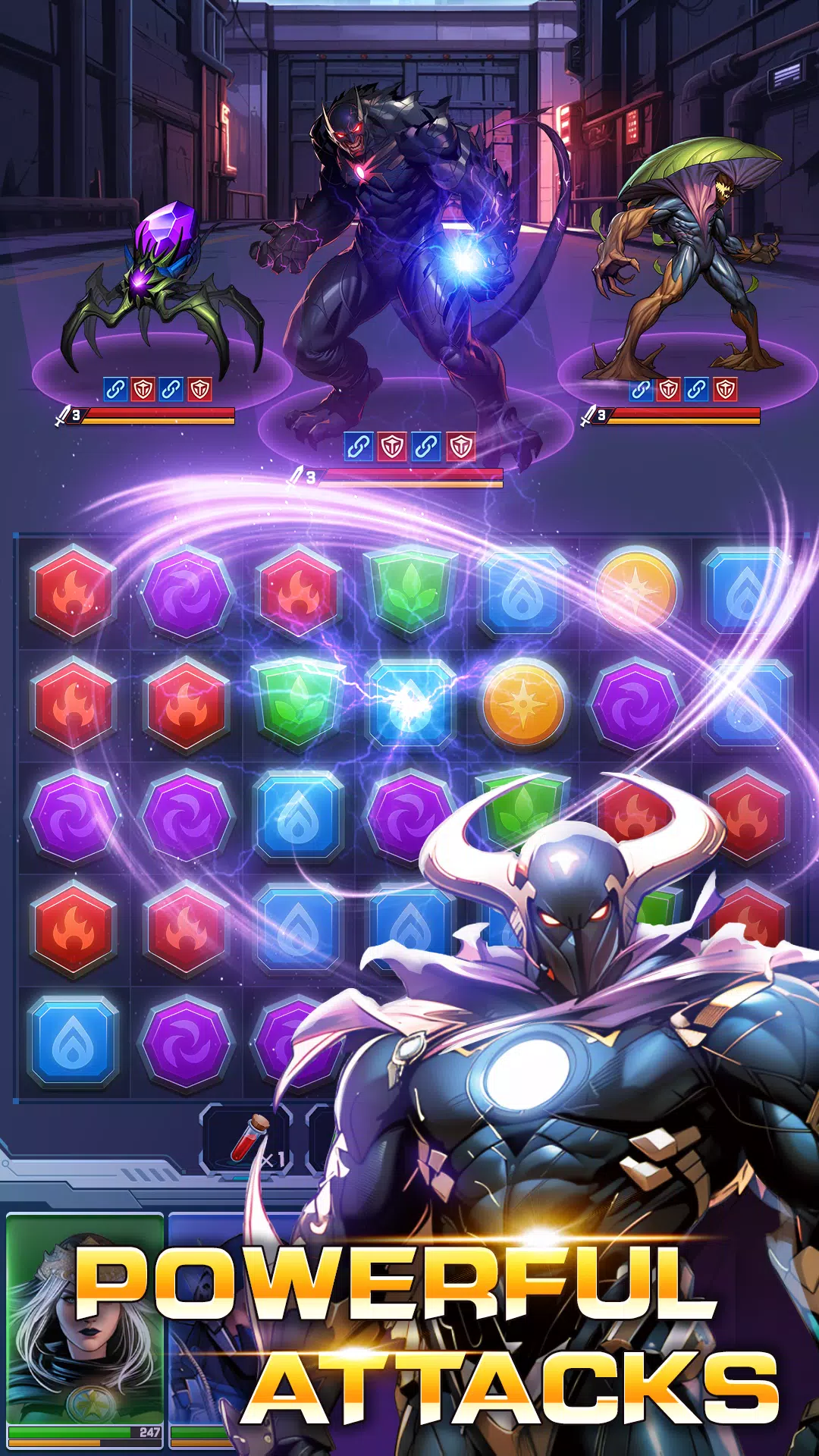 Superhero & Puzzles Match3 RPG Ảnh chụp màn hình 3