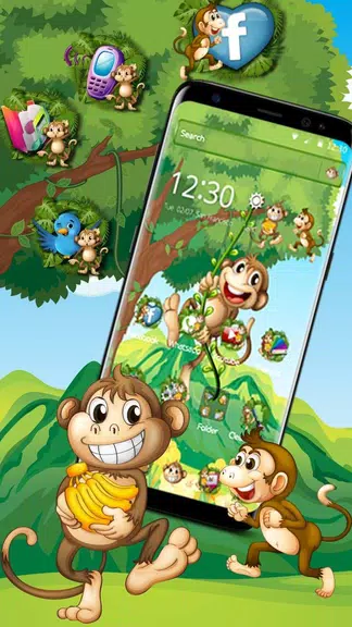 The Cute Cartoon Monkey Theme 螢幕截圖 1