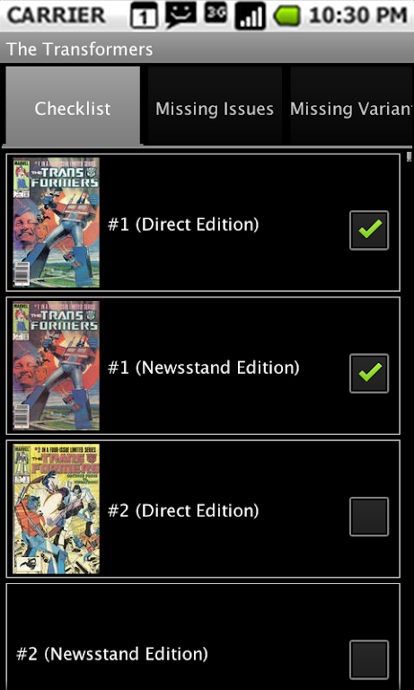 Comic Checklist Lite ภาพหน้าจอ 1