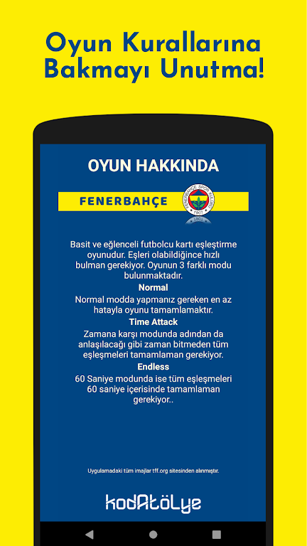 Fenerbahçe Futbolcu Kart Eşleştirme Oyunu Zrzut ekranu 3