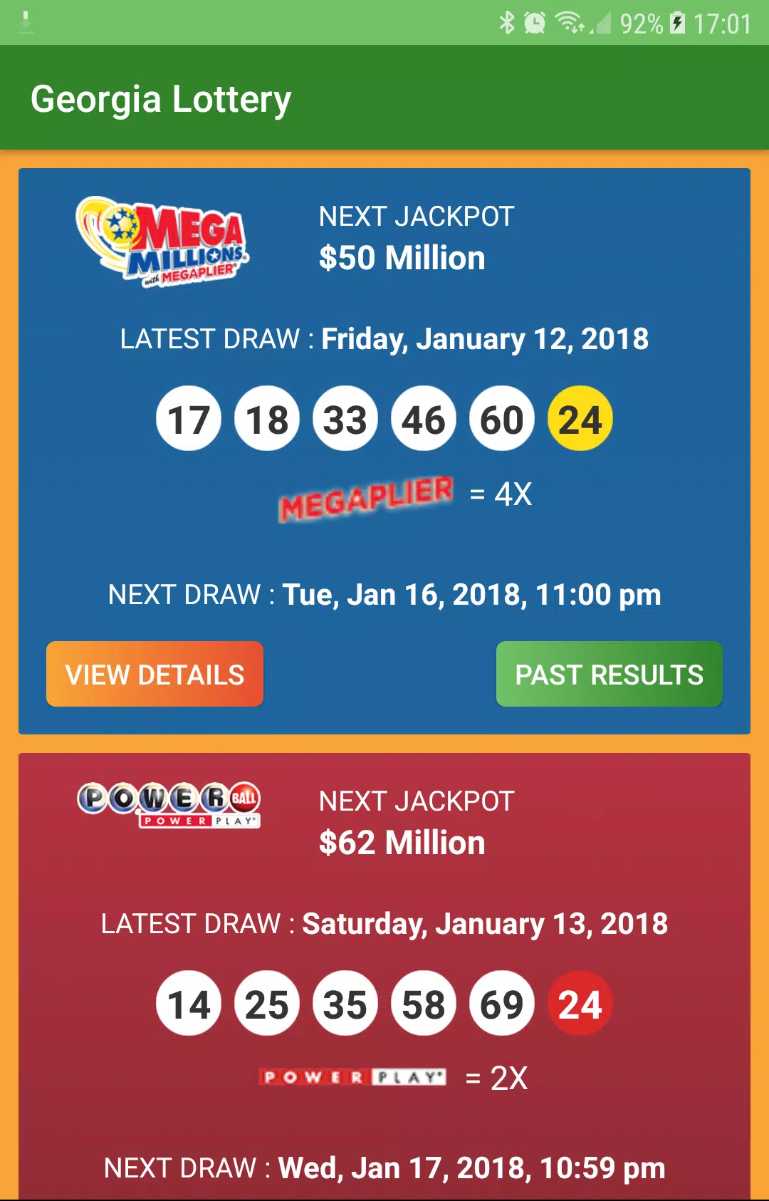 Georgia Lottery Results应用截图第2张