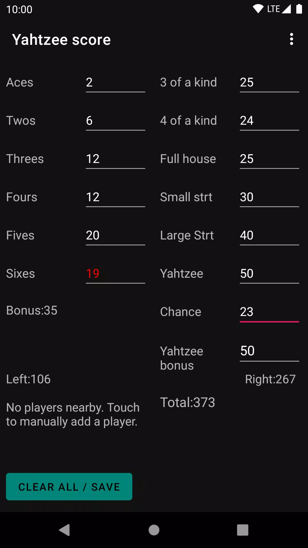 Yatzy score 螢幕截圖 2