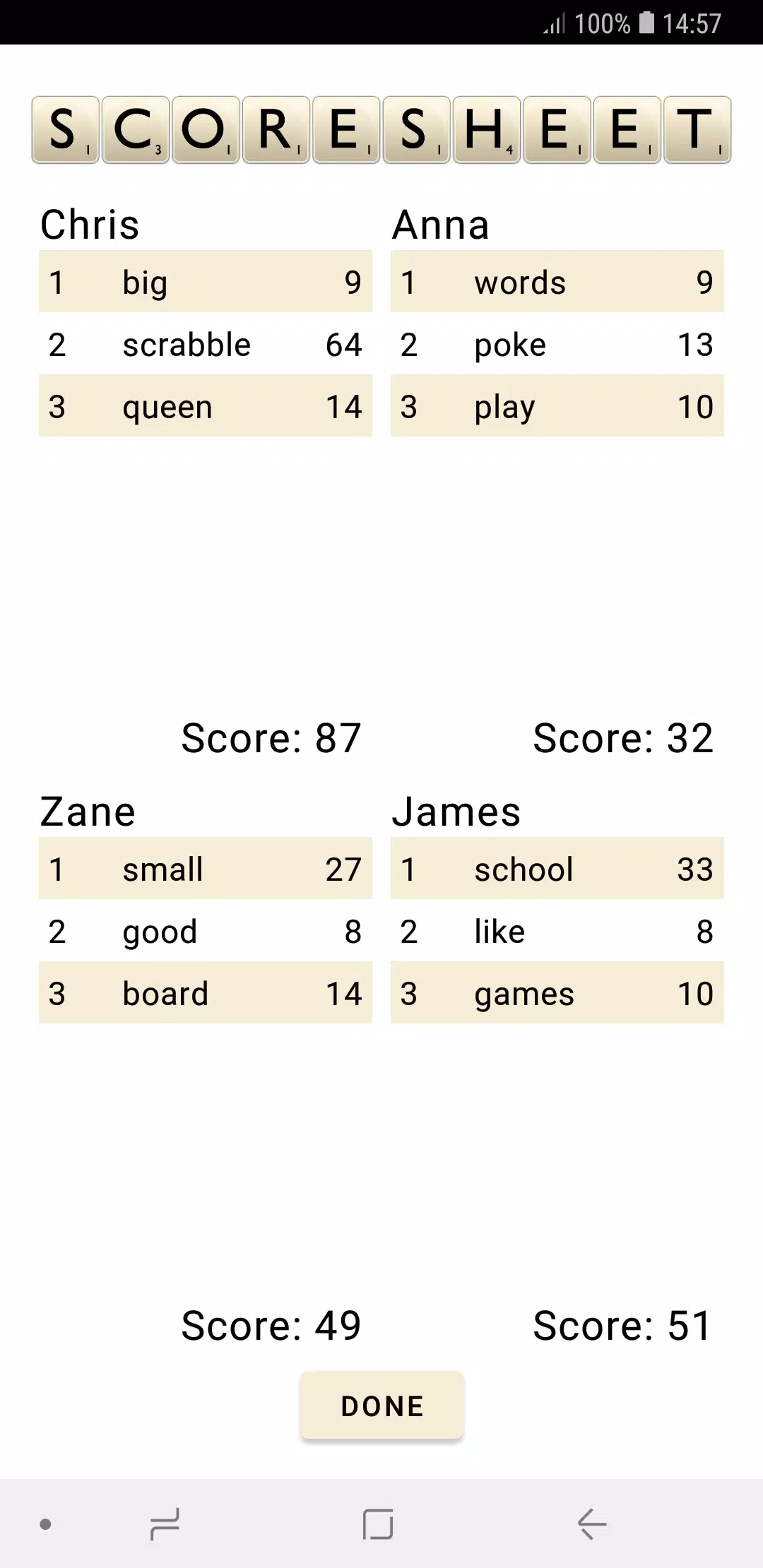 Scrabble Score Capture d'écran 3