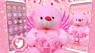 Pink Teddy Bear Theme 螢幕截圖 0