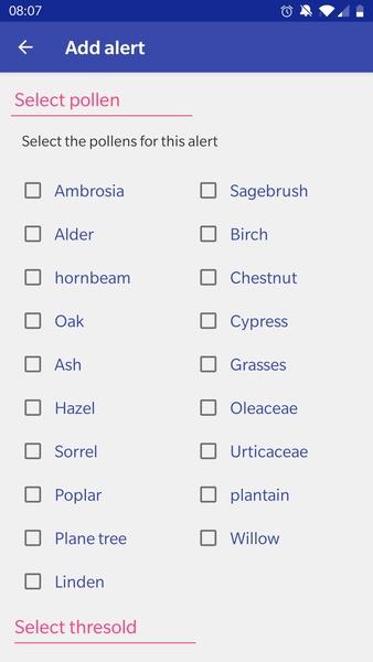 Alert Pollen Zrzut ekranu 1
