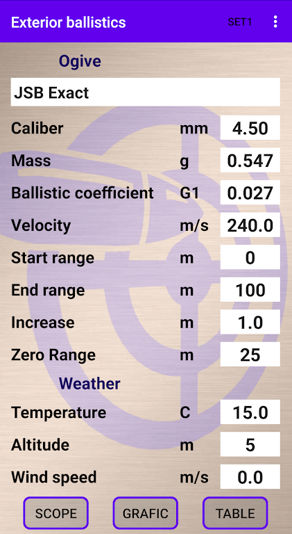 External ballistics calculator ဖန်သားပြင်ဓာတ်ပုံ 0