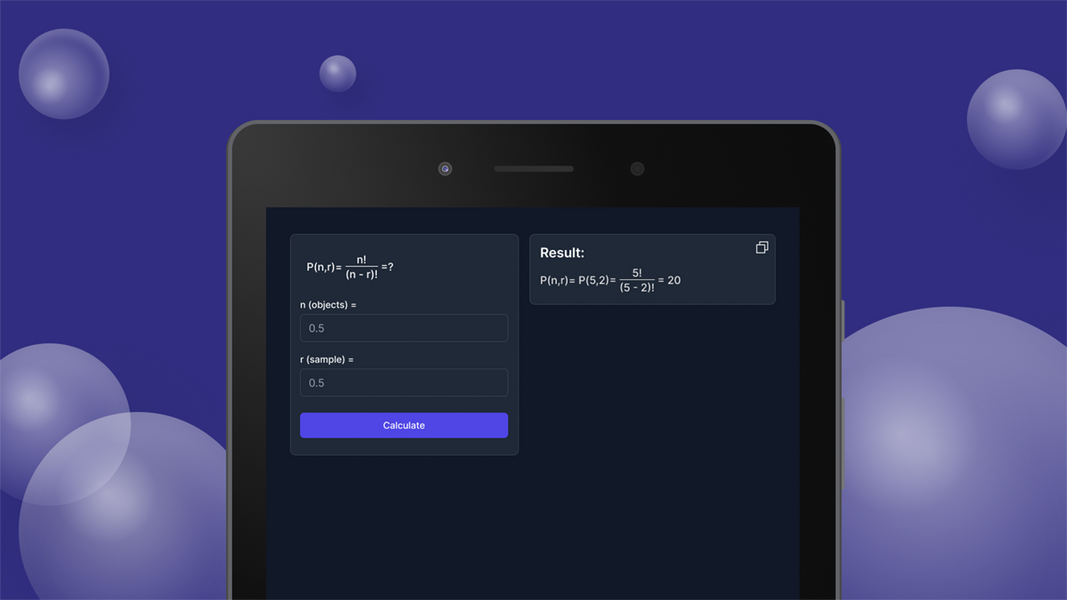 Permutations Calculator Schermafbeelding 0