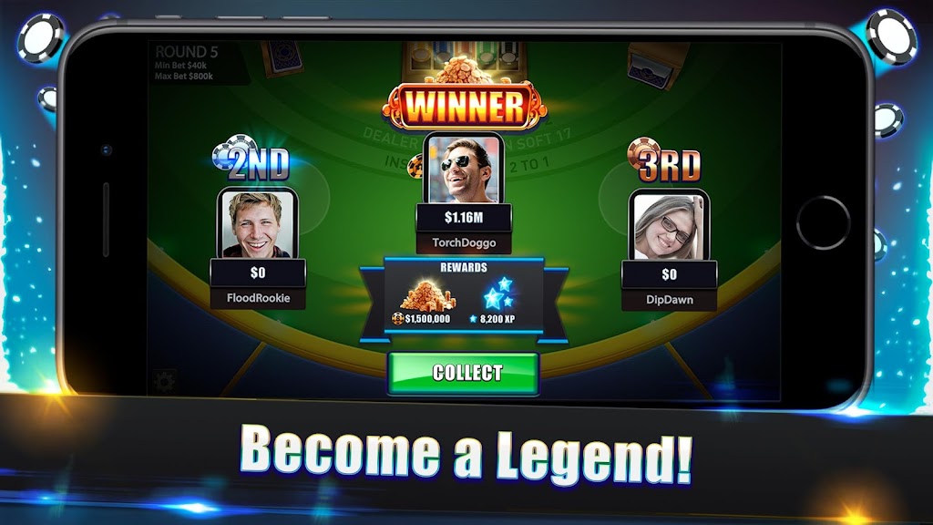 Blackjack Legends: 21 Online Multiplayer Casino 螢幕截圖 3