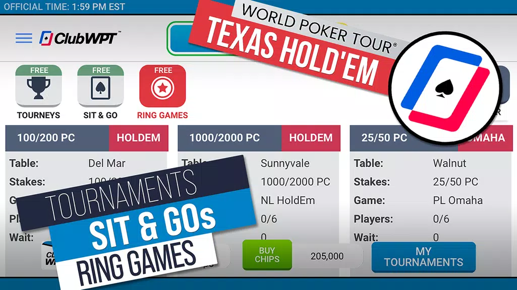 ClubWPT: Free Poker, Casino Tangkapan skrin 1