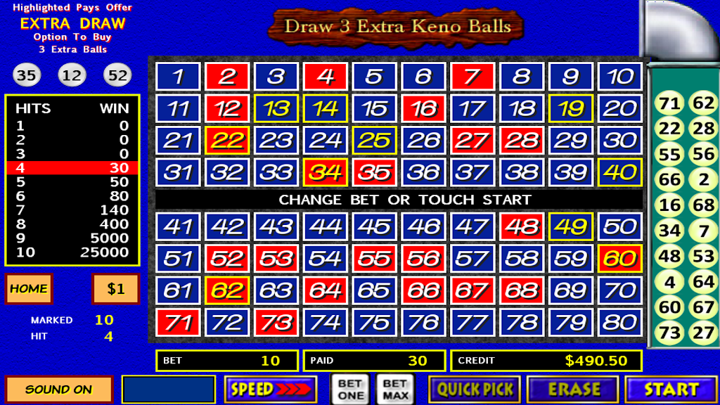 Draw 3 Extra Keno Balls Screenshot 1