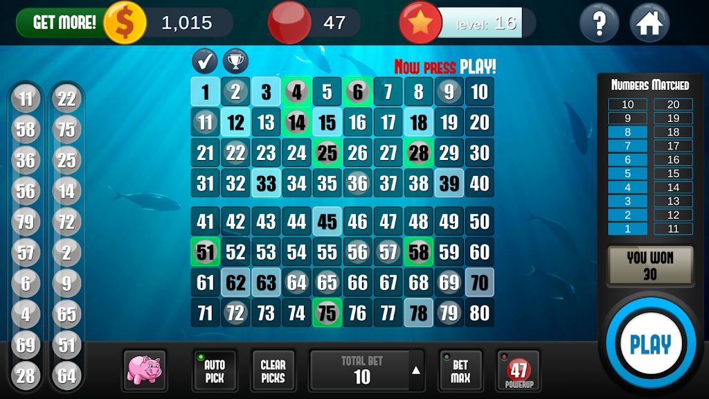 Keno Free Keno Game 螢幕截圖 0