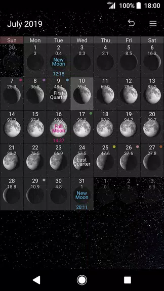 Simple Moon Phase Calendar Tangkapan skrin 0