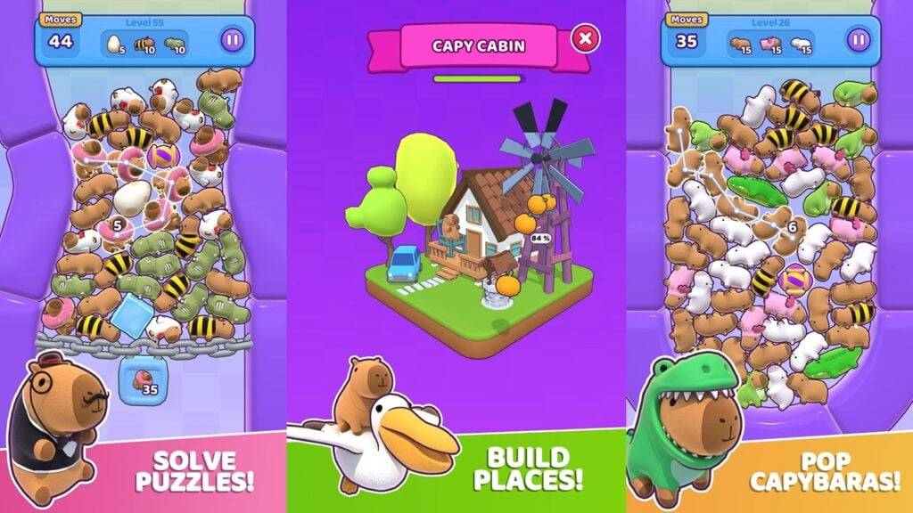Capybara Stars: Rahat Bina ile Yeni Match-3 Oyunu