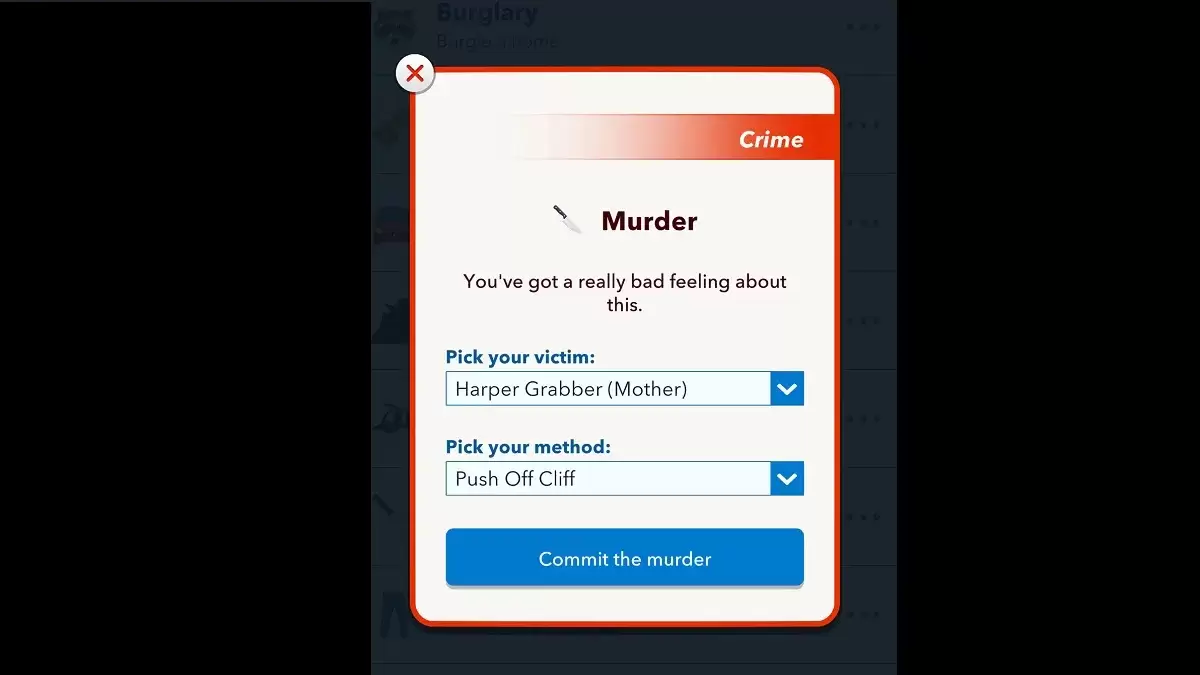 Bitlife謀殺菜單