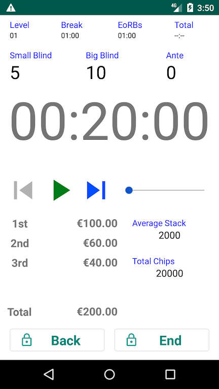 Easy Poker Tournament Timer Ảnh chụp màn hình 1