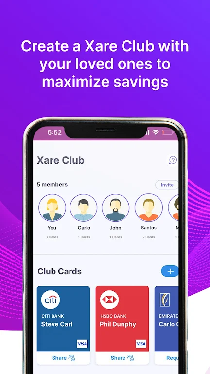 Xare - Share Debit,Credit card Ekran Görüntüsü 1