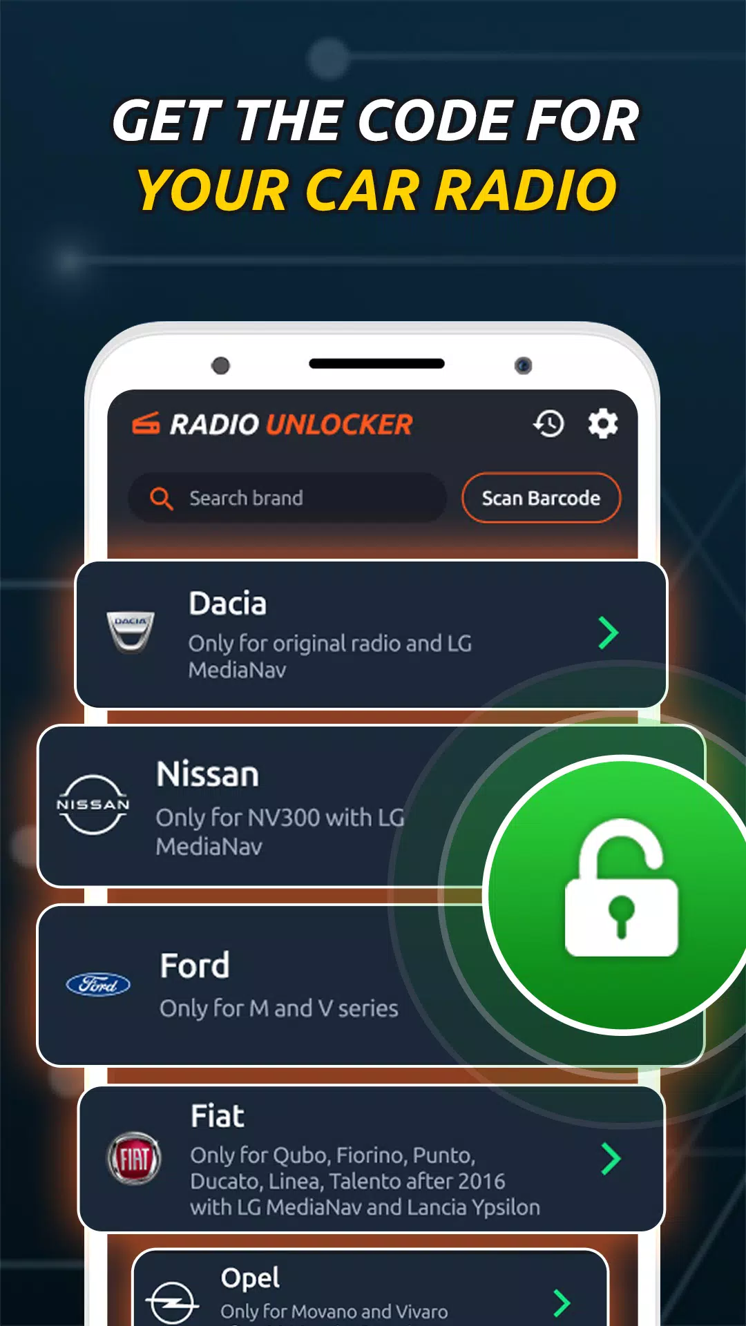 Radio Code Generator Unlocker 螢幕截圖 1