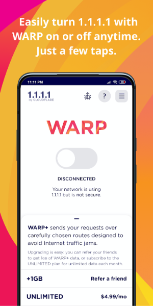 1.1.1.1 WARP: Safer Internet স্ক্রিনশট 0